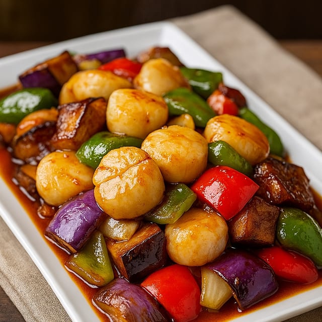 Eggplant with thai basil.