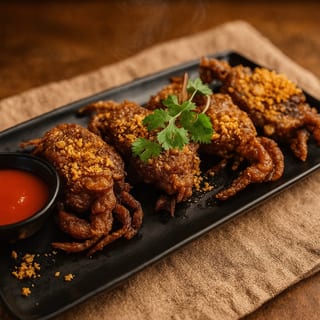 Garlic Pepper Soft Shell Crab / Cangrejo de Caparazón Suave con Ajo y Pimienta / ปูนิ่มผัดกระเทียมพริกไทย